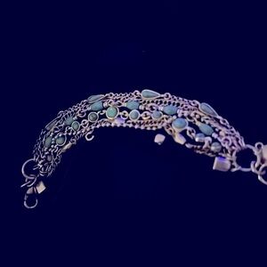 Lucky Brand Turquoise Stone Chain Leather Bracelet